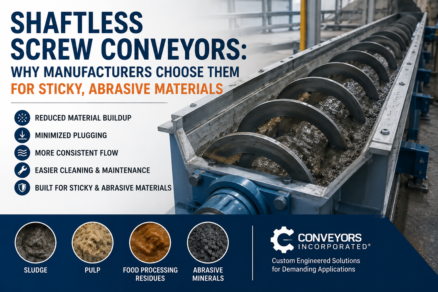 Shaftless Screw Conveyors: Why Manufacturers Choose Them for Sticky, Abrasive Materials